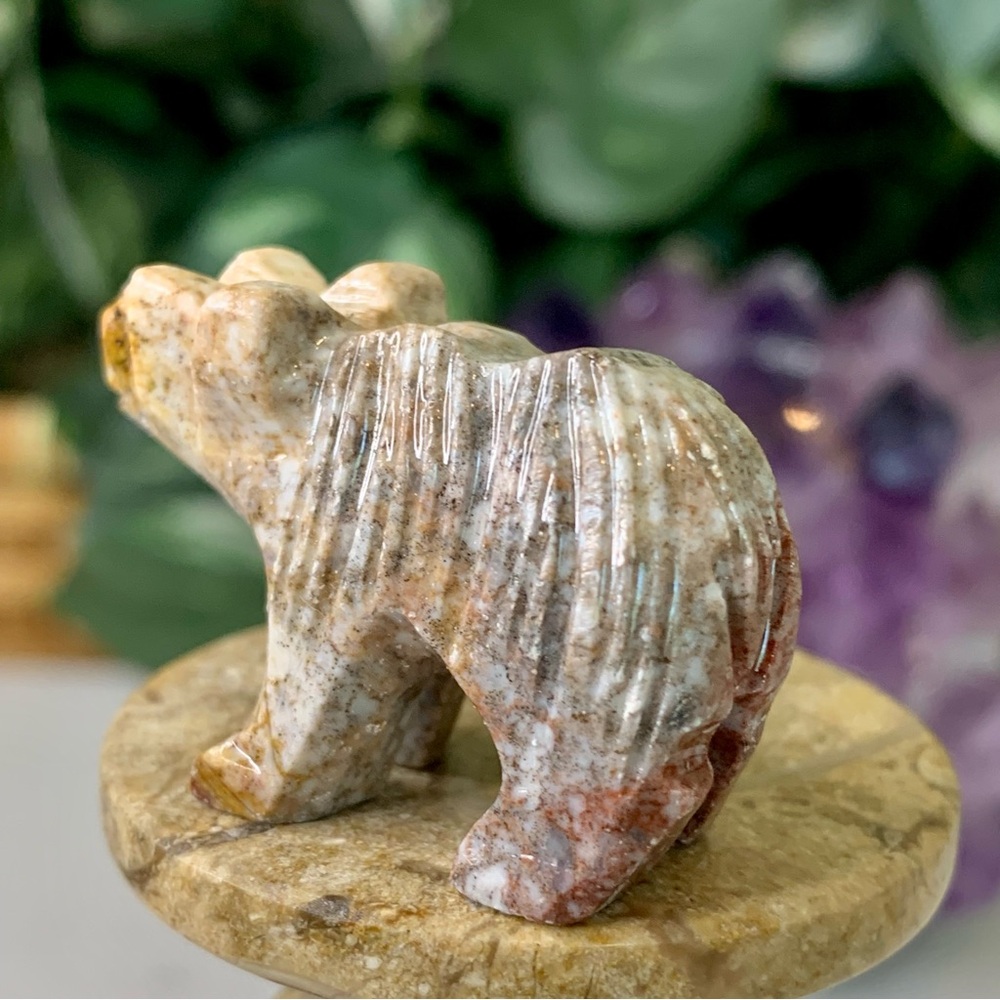 Soapstone Carved Bear Figurine Miniature Stone Spirit Animal Bear Carving 1.5" - Picture 7 of 14